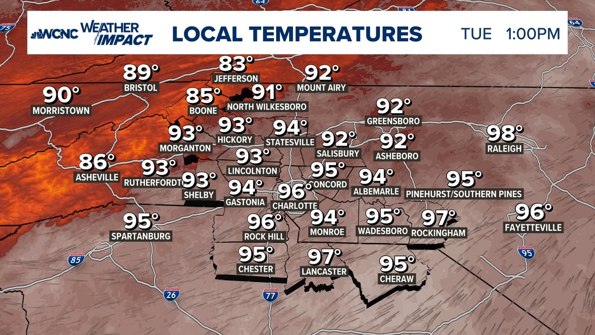 Here's a look at the 3pm temperatures across the area.