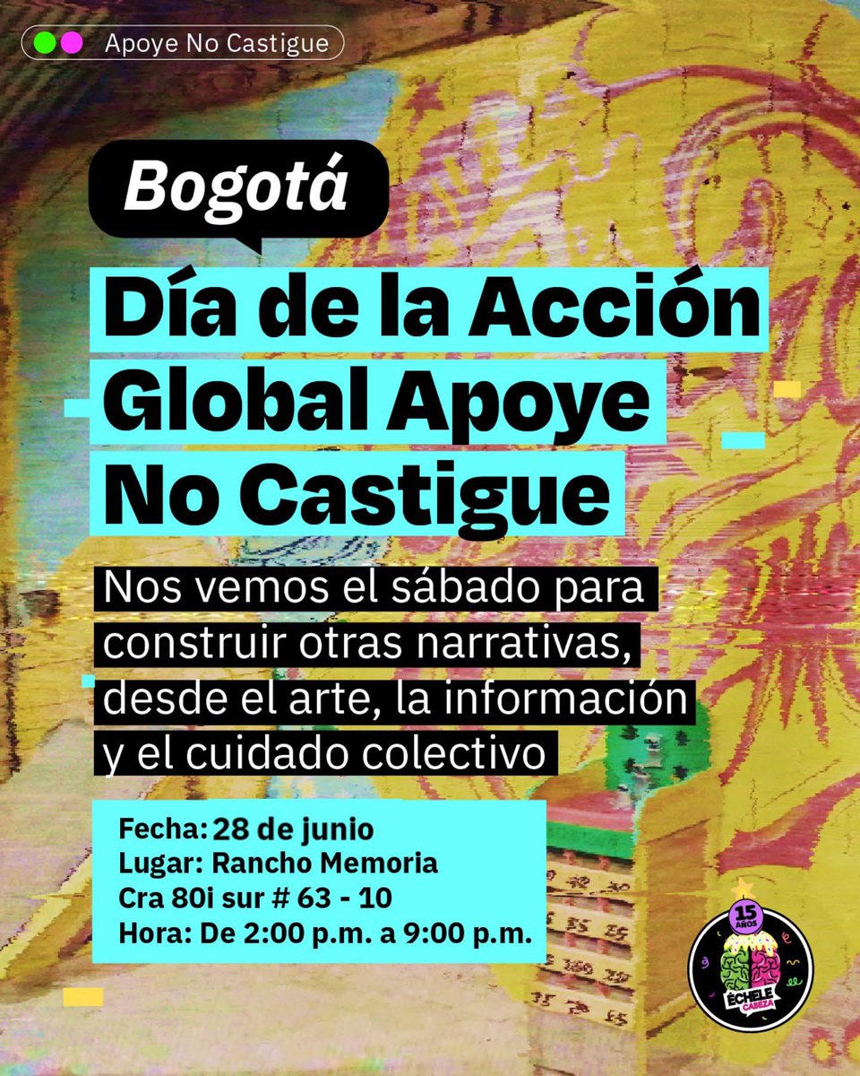#Bogotá | Cada 26 de junio, el mundo conmemora la lucha por acabar con la mal llamada guerra contra las drogas.

En cambio, desde la comunidad, nosotrxs nos sumamos una vez más al Día de la Acción Global #ApoyeNoCastigue para seguir construyendo espacios donde el cuidado 🧵👇
