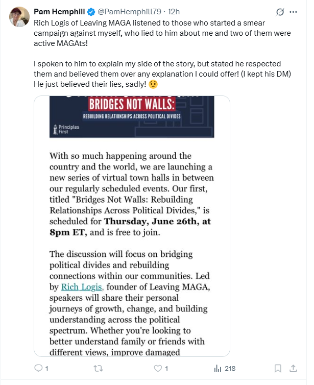 Noelle Cook (@ncookbouton) on Twitter photo <a href="/PerfectOurUnion/">Leaving MAGA/Rich Logis 🇺🇸</a> saw the behavior, clocked the lies, & chose integrity over chaos. Why would anyone serious platform someone like <a href="/PamHemphill79/">Pam Hemphill</a>—so unmoored in her values & so reckless with her words she hands ammo to the very people targeting communities she claims to support? <a href="/PerfectOurUnion/">Leaving MAGA/Rich Logis 🇺🇸</a> saw the behavior, clocked the lies, & chose integrity over chaos. Why would anyone serious platform someone like <a href="/PamHemphill79/">Pam Hemphill</a>—so unmoored in her values & so reckless with her words she hands ammo to the very people targeting communities she claims to support?