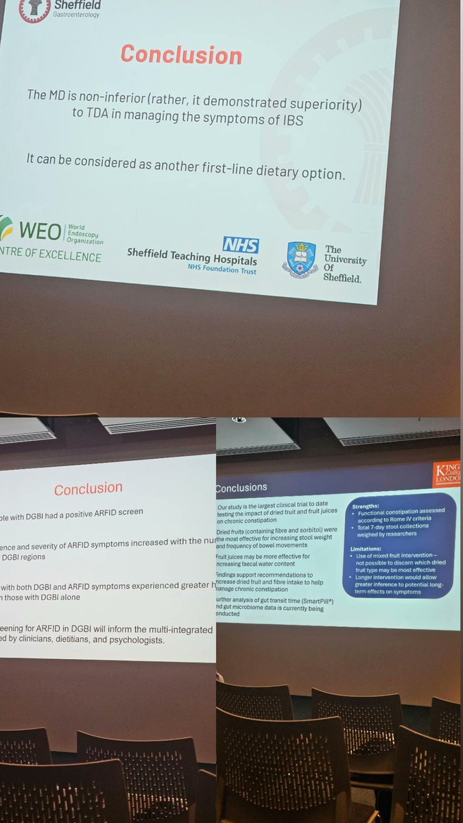 NutrifiedKay's tweet photo. Excellent talks on DGBI 
🌟 Mediterranean diet may be more effective than traditional 1st line IBS advice
🌟 ARFID is common in DGBI + can worsen outcomes 
🌟 Combining sorbitol &amp; fibre (e.g. dried fruit) can support chronic constipation 
#BSGLive25 #DGBI #Dietetics https://t.co/FbWRiz5Bxj