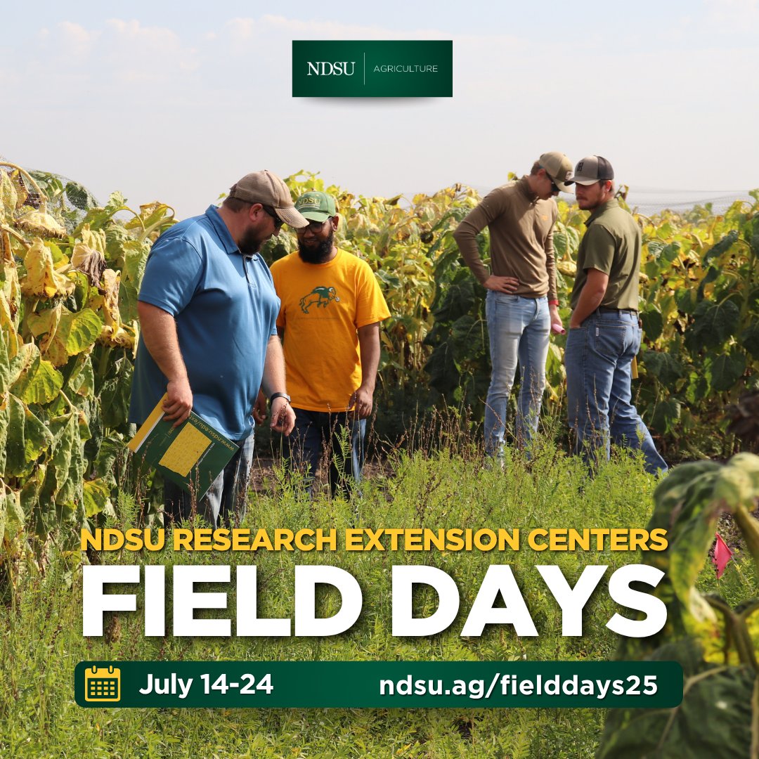 NDAgExpStation's tweet image. Ever wondered how ND ag research translates to your field? Find out at #NDSUFieldDays this July. #ResearchInAction #Ndag