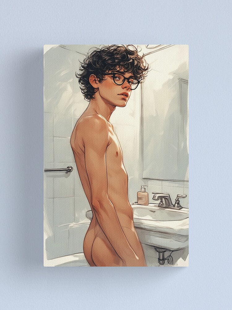 Get my art printed on awesome products. Support me at Redbubble #RBandME:  redbubble.com/i/canvas-print… 
.
The artwork has a soft, painted style with light colors, giving it a calm and artistic atmosphere.
.
#findyourthing #redbubble #gay #twink #butt