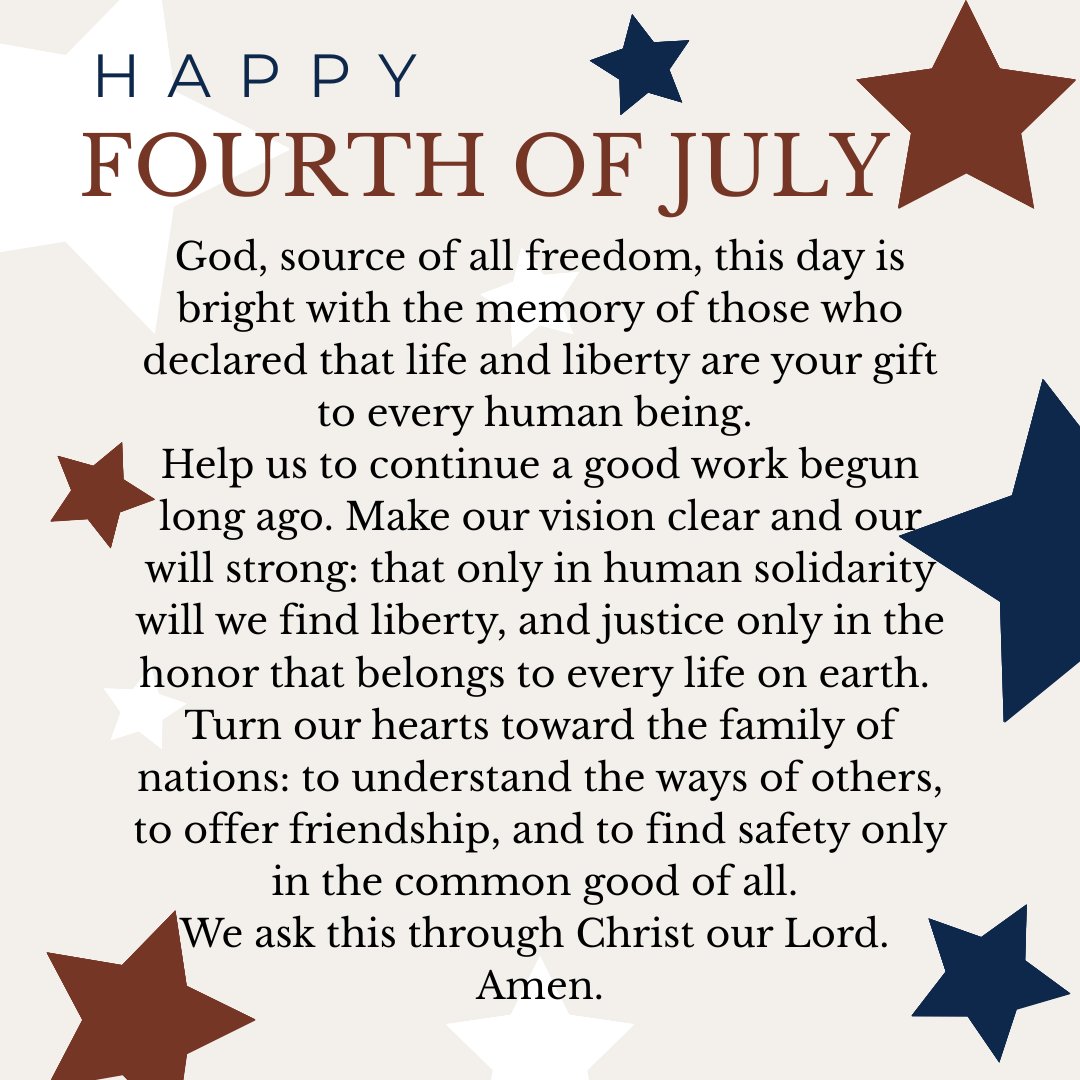 Wishing you all a safe, prayerful, happy and healthy Fourth of July! 🇺🇸🙏