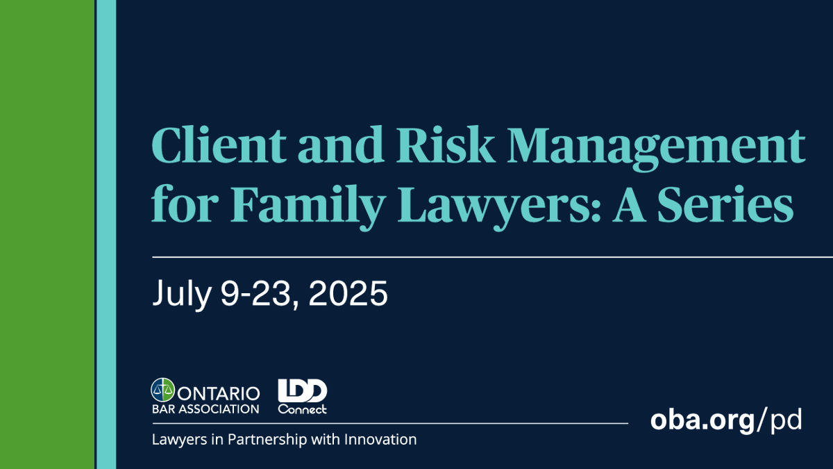 Join the OBA as we tackle the hard stuff head-on in this 3-part professionalism series. Learn how to navigate high-conflict cases with self-represented parties, end client relationships ethically, and respond to the unique needs of your clients. cbapd.org/details_en.asp…