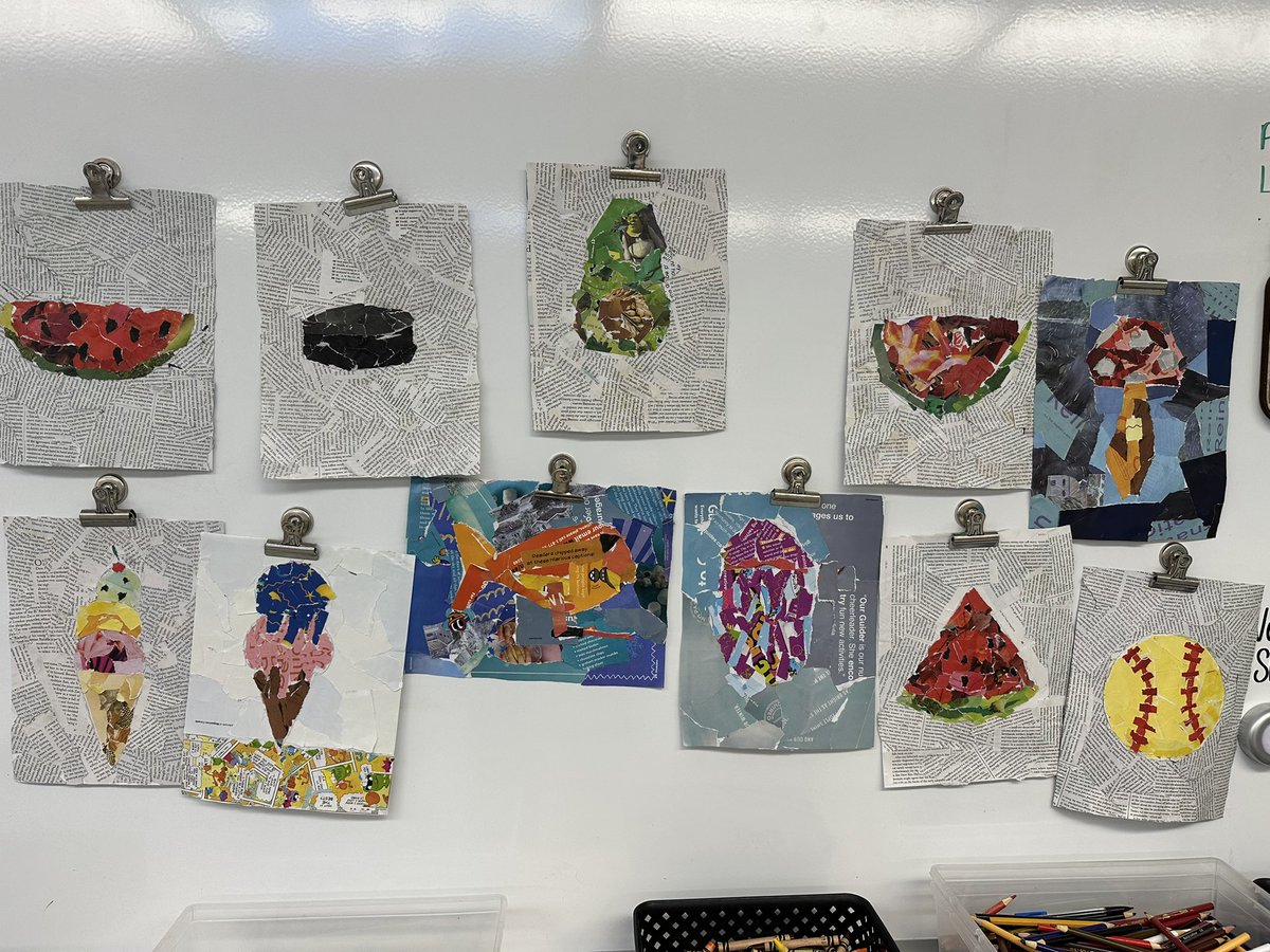 Keeping Class 6/7 engaged (and distracted from the heat) with magazine collage art!