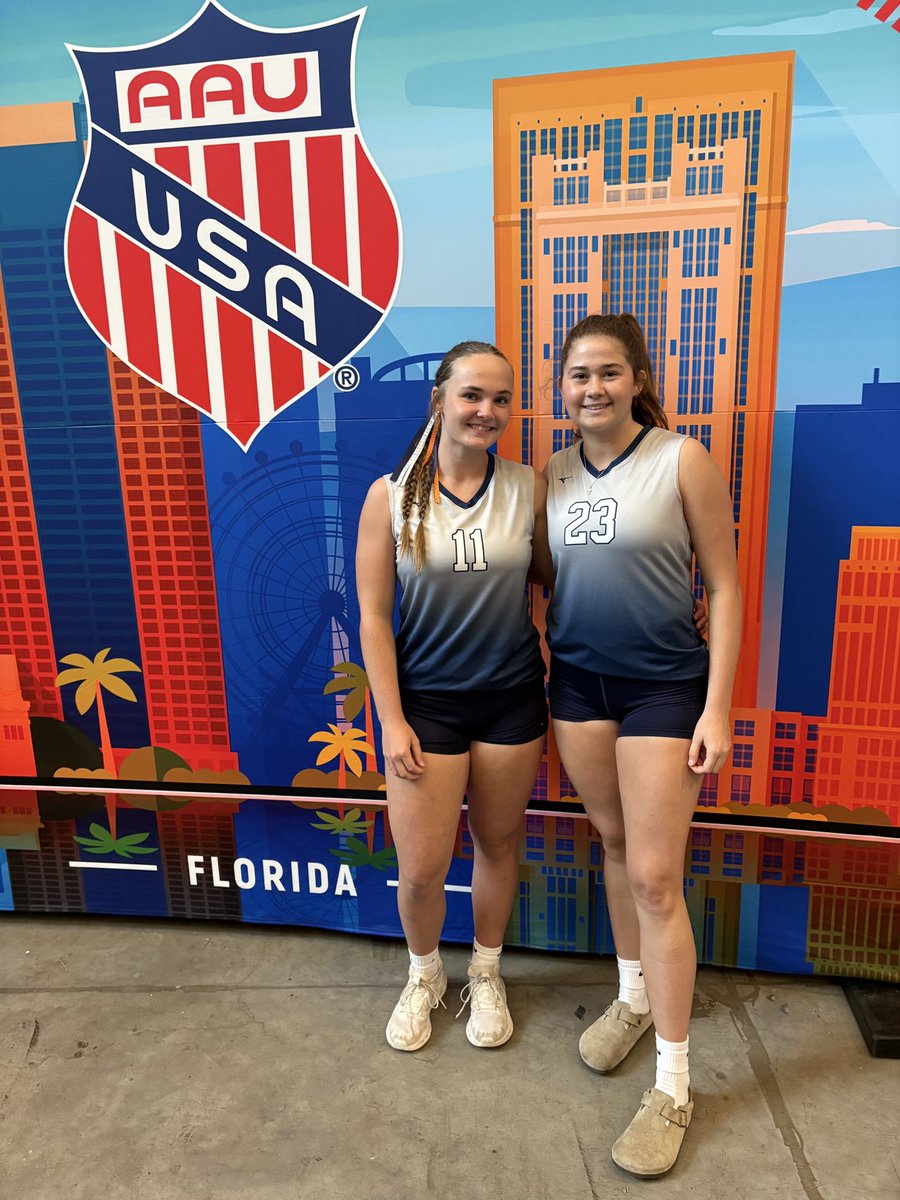 Senior Chloe Gray and Junior Gabby Fory competing in the gold bracket at AAU nationals in Orlando! Congrats to them and their team on a hard fought 9th place finish! <a href="/AAUVolleyball/">AAU Volleyball</a>