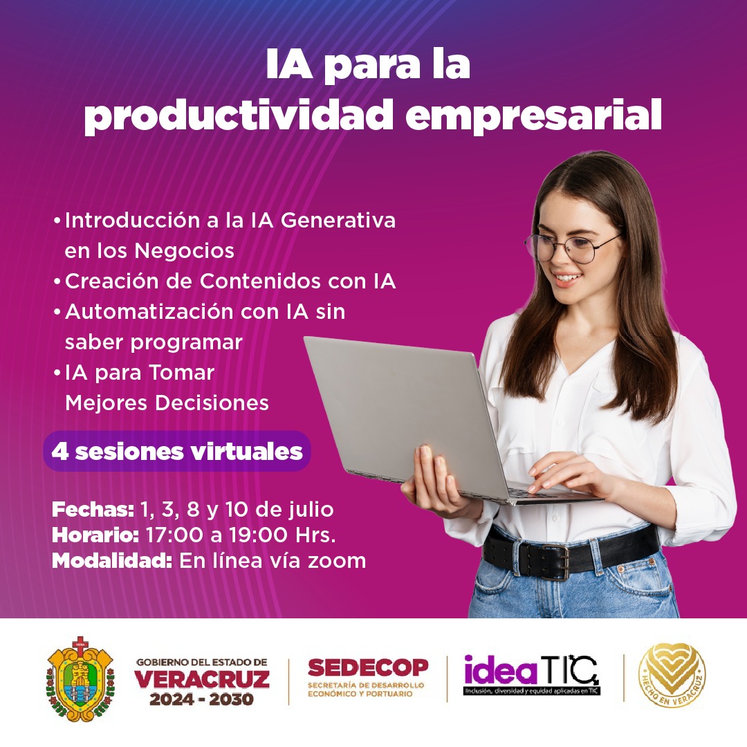 ️Participa en el taller "IA para la productividad empresarial📲".
👩🏻‍💻Aprende a utilizar herramientas con Inteligencia Artificial, crea contenido para tu negocio, automatiza procesos, y ¡mucho más!
Taller 100% gratuito, ¿Te lo vas a perder🧐?
Regístrate en: bit.ly/ideaTICRegistr…