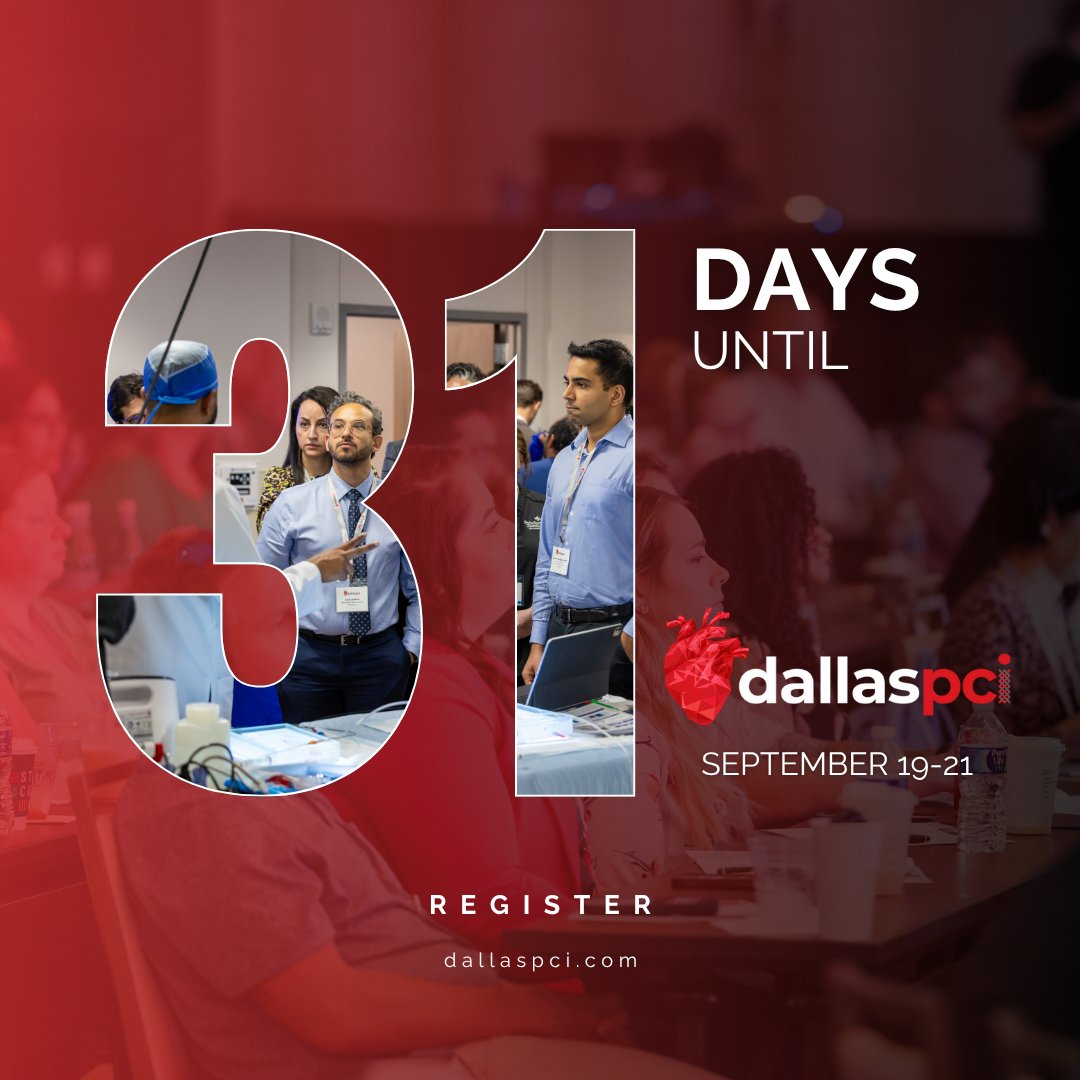 The countdown is on.

We are ONE MONTH AWAY from the interventional cardiology event of the year!

🎯 Hands-on training
🌎 World-class faculty
🎥 Live cases

Don’t wait — register today: dallaspci.com

#dallaspci2025