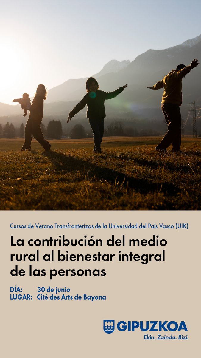 El próximo lunes, participaré en el curso de verano transfronterizo organizado por <a href="/uik_eus/">UIK</a> y <a href="/Gipuzkoa/">Gipuzkoa</a> sobre la contribución del medio rural al bienestar integral de las personas. 

Toda la información sobre el curso se puede encontrar 👇
uik.eus/es/curso/contr…