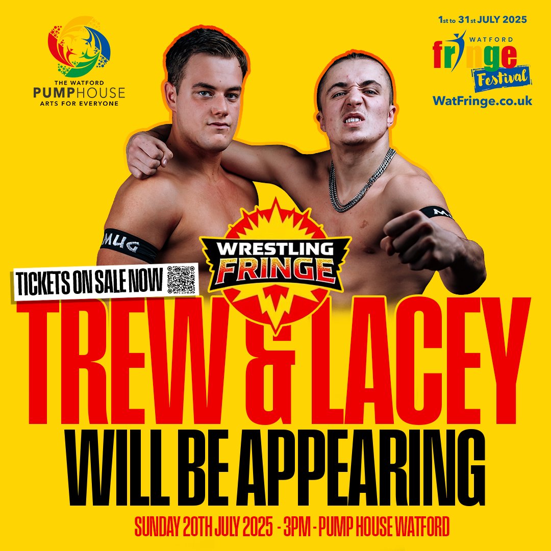 WrestleFringe's tweet image. ๐ค ๐ง๐ฅ๐๐ช & ๐๐๐๐๐ฌ come to the Fringe!
One of Europe's most exciting tag teams, @MarkTrewPW & @kieron_lacey plan to captivate the @WatFringe crowd.
๐๏ธ ๐๐ฅ๐๐ ๐ฌ๐ข๐จ๐ฅ ๐ง๐๐๐๐๐ง๐ฆ ๐ง๐ข๐๐๐ฌ!
#WatFringe25 #WrestlingFringe