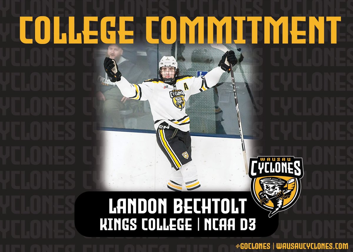 NEWS | Landon Bechtolt commits to play NCAA DIII college hockey at Kings College. #collegeclones

📰: wausaucyclones.com/landoncommit/