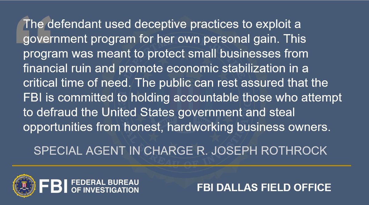 FBIDallas's tweet image. On June 20, a North Texas federal jury convicted Stephanie Hockridge, the founder of lending service Blueacorn, in connection with a scheme to fraudulently obtain tens of millions of dollars in COVID-19 relief money. ow.ly/4Fn950WfHCh