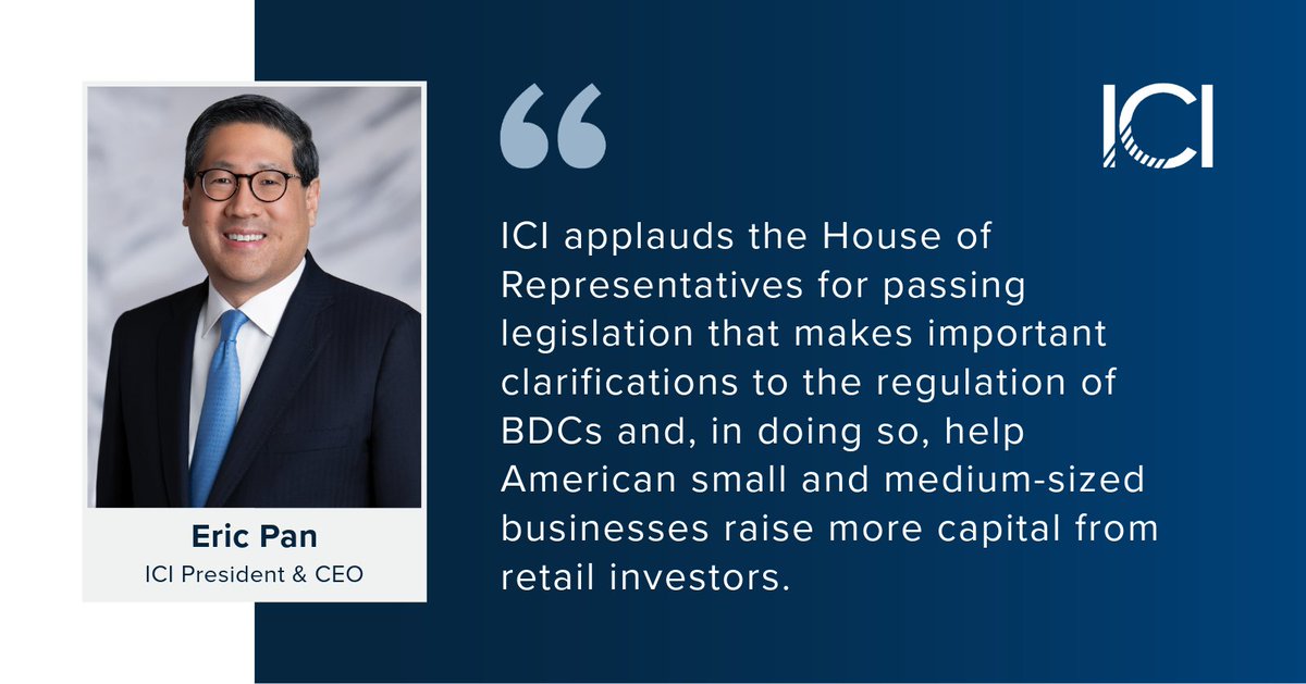 ICI (@ici) on Twitter photo Thanks to Rep. <a href="/BradSherman/">Congressman Brad Sherman</a>, <a href="/RepHuizenga/">Rep. Bill Huizenga</a>, <a href="/RepGarbarino/">Rep. Andrew Garbarino</a>, & <a href="/RepBynum/">Rep. Janelle Bynum</a> for sponsoring the Access to Small Business Investor Capital Act, which will allow registered investment companies to exclude fees incurred indirectly through investments in BDCs from the calculation of Thanks to Rep. <a href="/BradSherman/">Congressman Brad Sherman</a>, <a href="/RepHuizenga/">Rep. Bill Huizenga</a>, <a href="/RepGarbarino/">Rep. Andrew Garbarino</a>, & <a href="/RepBynum/">Rep. Janelle Bynum</a> for sponsoring the Access to Small Business Investor Capital Act, which will allow registered investment companies to exclude fees incurred indirectly through investments in BDCs from the calculation of