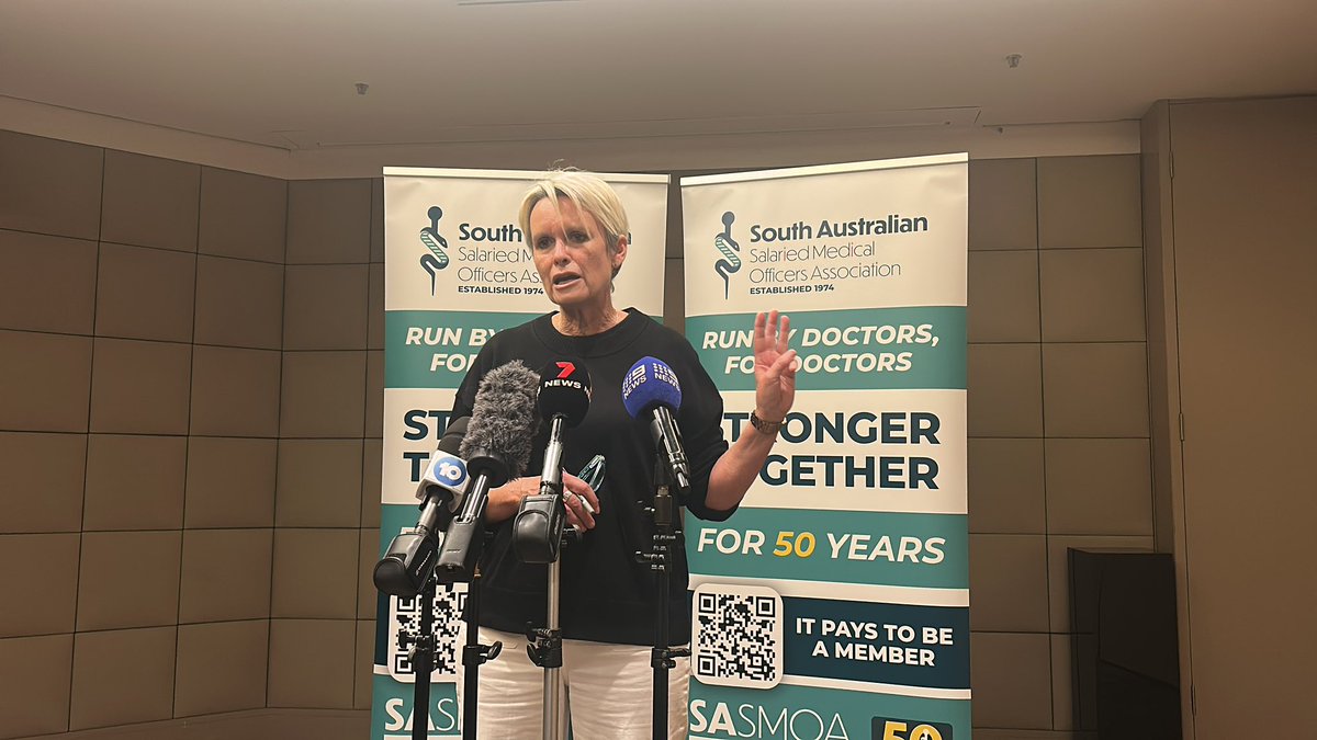 Gus Macdonald (@gus_macdonald_) on Twitter photo Public doctors have rejected the Government’s offer of a 10% pay increase over 3 years.
A full day strike is planned for the 30th of July with hope an improved pay deal comes before then.
Top doctors are willing to take less so junior doctors can receive more. <a href="/9NewsAdel/">9News Adelaide</a> Public doctors have rejected the Government’s offer of a 10% pay increase over 3 years.
A full day strike is planned for the 30th of July with hope an improved pay deal comes before then.
Top doctors are willing to take less so junior doctors can receive more. <a href="/9NewsAdel/">9News Adelaide</a>