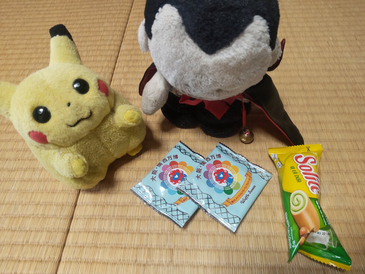 (・・)おはよう
万博のおかしを友くんもらってきた✨もひとつはベトナムのおかしだ✨
