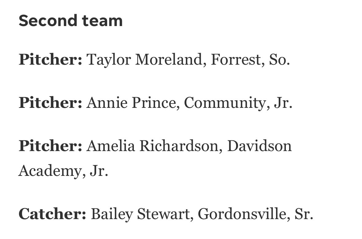 Big congratulations to Taylor Moreland for being named to the Tennessean All-State Second Team! 💙🥎🚀 #RocketProud #AllState