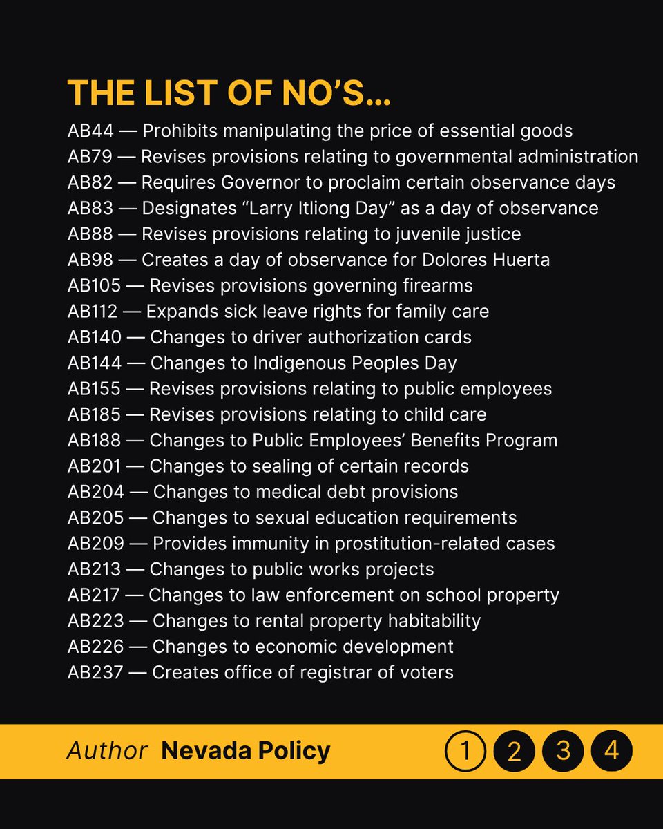 NevadaPolicyRI's tweet image. A record-setting 87 vetoes from Governor Lombardo this session. What do you think... thoughtful checks or missed opportunities? #nvleg