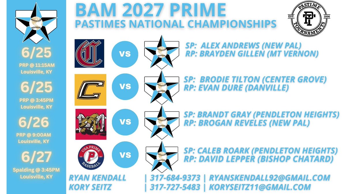 BAM 2027 Prime (@bam2027s) on Twitter photo Back at it starting tomorrow! Pitching rotation for pool play games at <a href="/PastimeBaseball/">Pastime Tournaments</a> national championships in Louisville!!
<a href="/IN_BAMFAM/">Baseball/Fastpitch Academics Midwest</a>
#HARDWORKPAYSOFF Back at it starting tomorrow! Pitching rotation for pool play games at <a href="/PastimeBaseball/">Pastime Tournaments</a> national championships in Louisville!!
<a href="/IN_BAMFAM/">Baseball/Fastpitch Academics Midwest</a>
#HARDWORKPAYSOFF