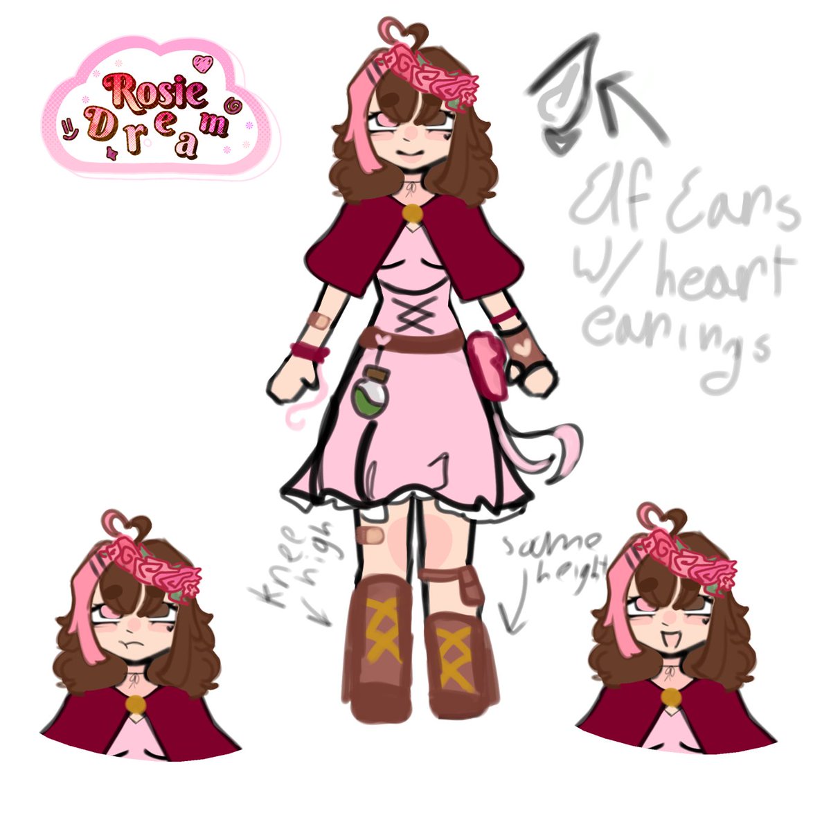 RosieDreamVtube's tweet image. @/.cakeycat on discord made me my first reference sheet!!! she looks so pretty. I'm getting closer to becoming an elf again &gt;&lt;