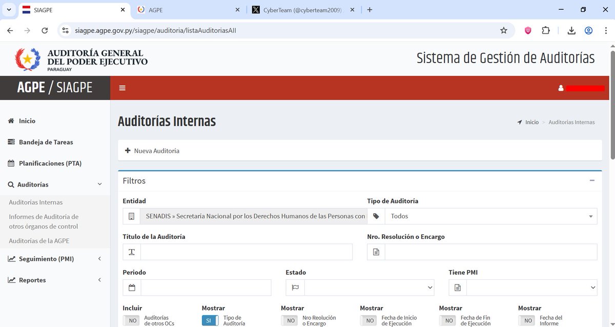 Auditoría General del Poder Ejecutivo - Paraguay

#CyberTeam #Hacked