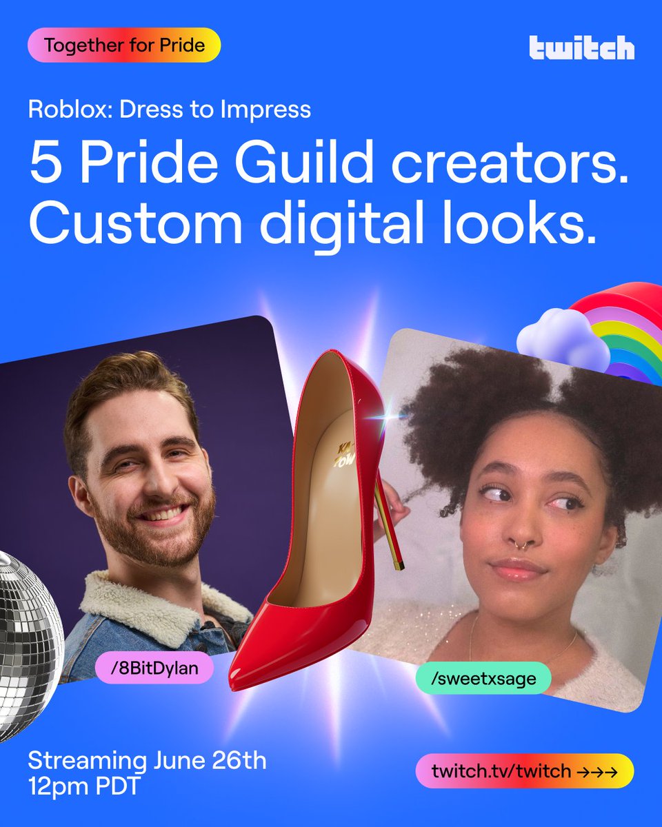 5 creators. 1 runway.

Custom Roblox looks. All made by the Pride Guild. Let’s go! 🌈

Watch Thursday, June 26 at 12pm PT at /Twitch