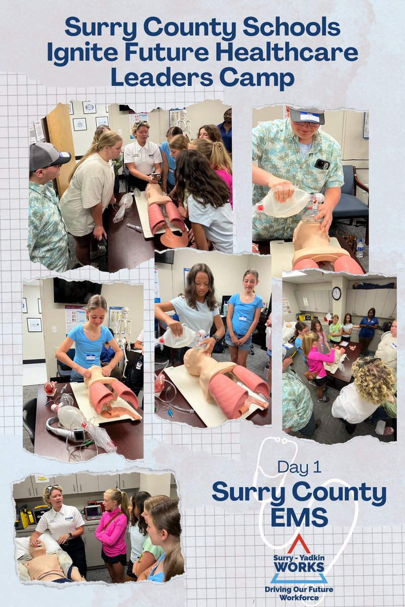 Surry-Yadkin Works (@suryadworks) on Twitter photo Yesterday was Day 1 of the 2025 Surry County Schools Ignite Future Healthcare Leaders Camp! Students had the opportunity to visit and learn from Mount Airy Rescue Squad and <a href="/Surry_ES/">Surry County Emergency Services</a>! #SurryYadkinWorks #CTEforNC Yesterday was Day 1 of the 2025 Surry County Schools Ignite Future Healthcare Leaders Camp! Students had the opportunity to visit and learn from Mount Airy Rescue Squad and <a href="/Surry_ES/">Surry County Emergency Services</a>! #SurryYadkinWorks #CTEforNC
