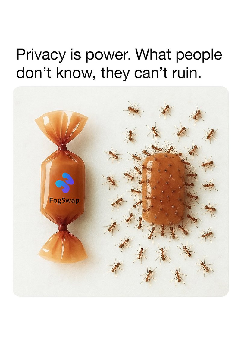 fortuneonweb3's tweet image. 🤔
I was asked what privacy is 
And I replied &apos;FogSwap&apos;
Then I was asked to describe &apos;Fogswap&apos;

And I showed them this image : 
🫲🏼😊🫱🏼
t.me/FogSwap_bot

A saying goes thus:
&apos;Privacy is a right,not luxury&apos; 
Fogswap makes this saying right 

Let FogSwap be your candy wrap😉