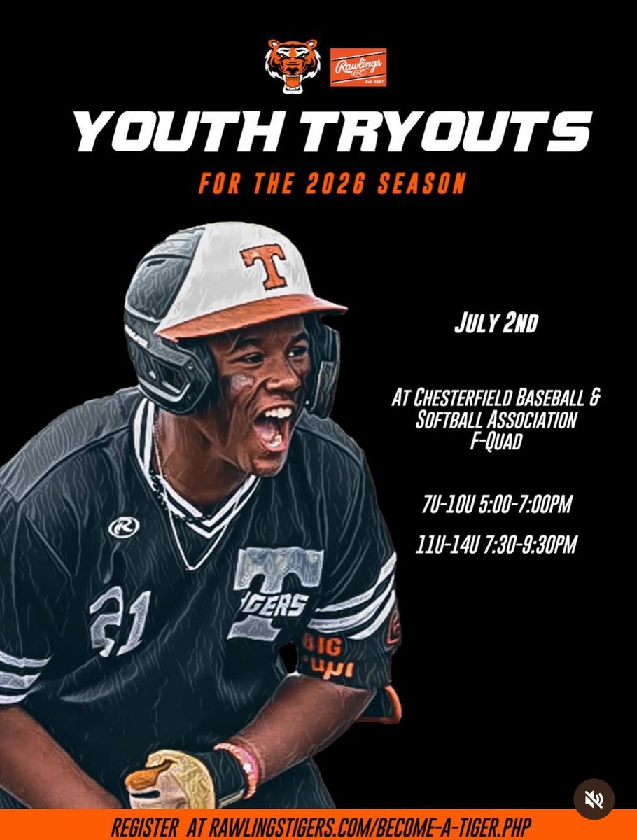 NEXT WEEK!!! 15U tryout is on July 1st at Maryville University and 7U-14U will be on July 2nd. #rawlingstigers
