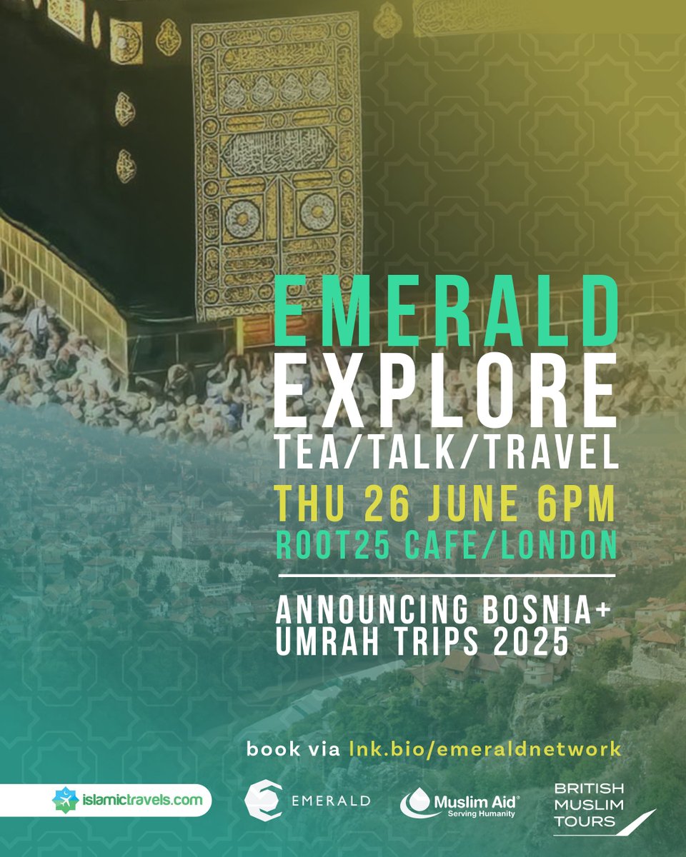 'Explore' - tea / talk / travel - a simple social, not to be missed, especially those London-based.  Book via bit.ly/EN-EXPLORE - evening will feature news of BOSNIA and UMRAH trips. // Hosted at the wonderful <a href="/root25ldn/">root /25</a>