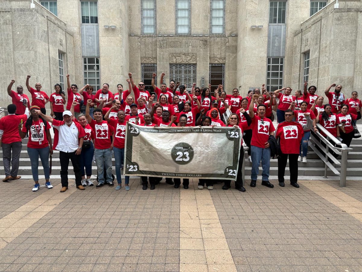 Houston’s hospitality workers need a living wage. Today workers from downtown hotels, the convention center, and the airport spoke before the city council about their struggles to make ends meet on as little as $14.50 &amp; the fight for at least $23 an hour in their union contracts.