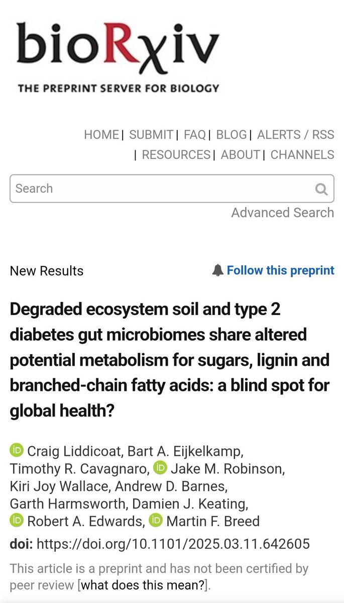 Preprint update [now to peer review]
- Are degraded ecosystems a blind spot for global health?
- Do soil microbiomes &amp; monomethyl branched-chain fatty acids connect healthy ecosystems to healthy people?

biorxiv.org/content/10.110…