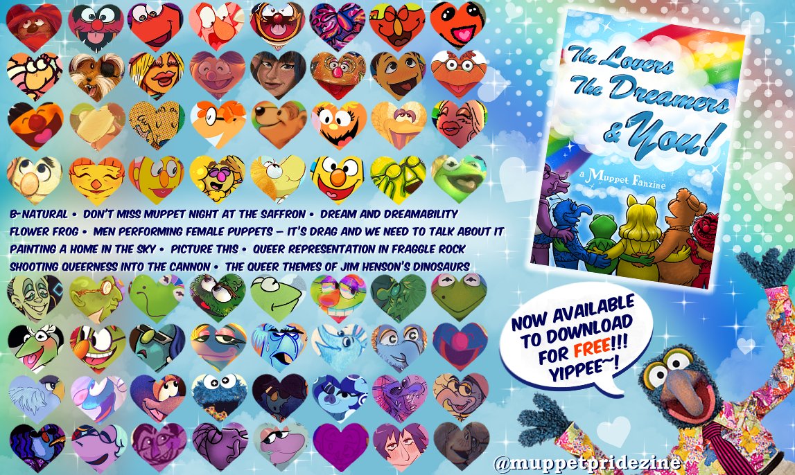 ❤️🧡💛🐸💙💜 HAPPY PRIDE MONTH, EVERYONE!!!!!🏳️‍🌈🙌 We are pleased to announce 'The Lovers The Dreamers and You' Fanzine is now FREE to download!!🤩🎉🎉🎉
70+ artists &amp; writers! 1 AMAZING zine dedicated to celebrating the LGBTQA+ community, Muppet style!🌟🌈
drive.google.com/drive/folders/…