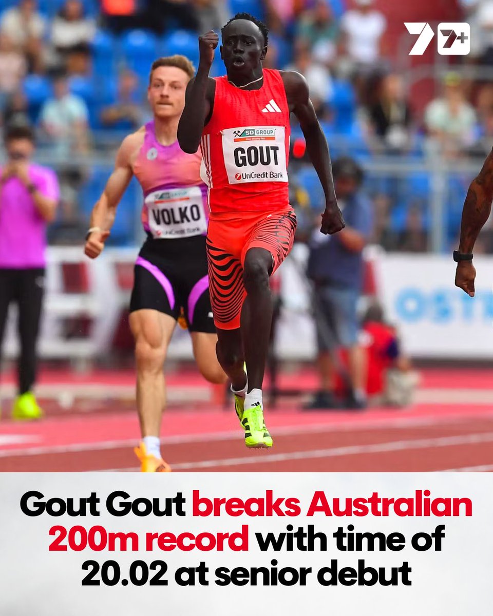 Australian sprinting sensation Gout Gout made a stunning European debut, smashing his own Australian 200m record! 🤯

His performance came at the same venue where Usain Bolt made his European debut at the same age, and it places Gout equal sixth on the world Under-20 all-time