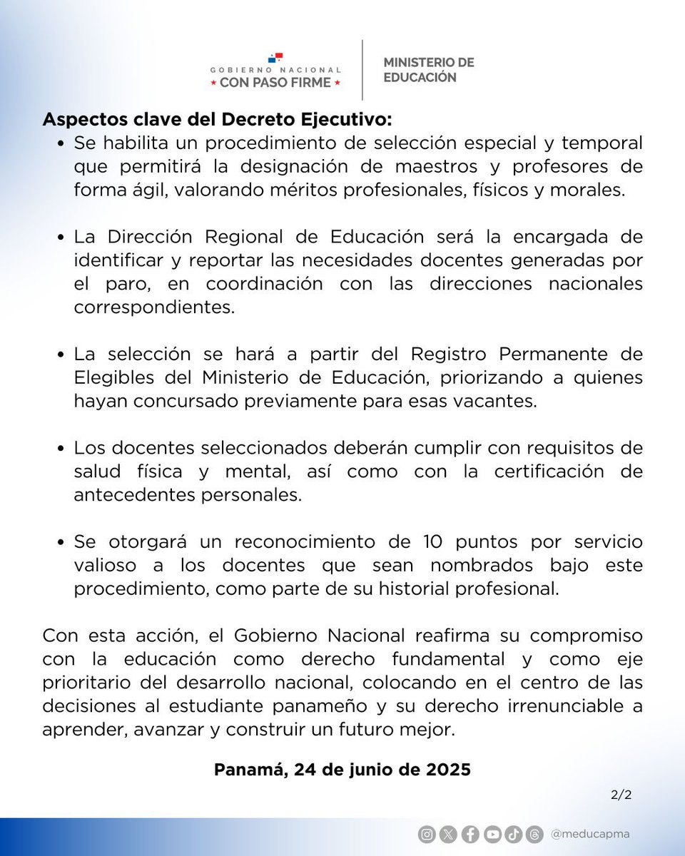 📢 Comunicado | El Ministerio de Educación adopta medidas para restablecer el derecho a la educación ante paralización docente.

#SomosMeduca 
#ConPasoFirme