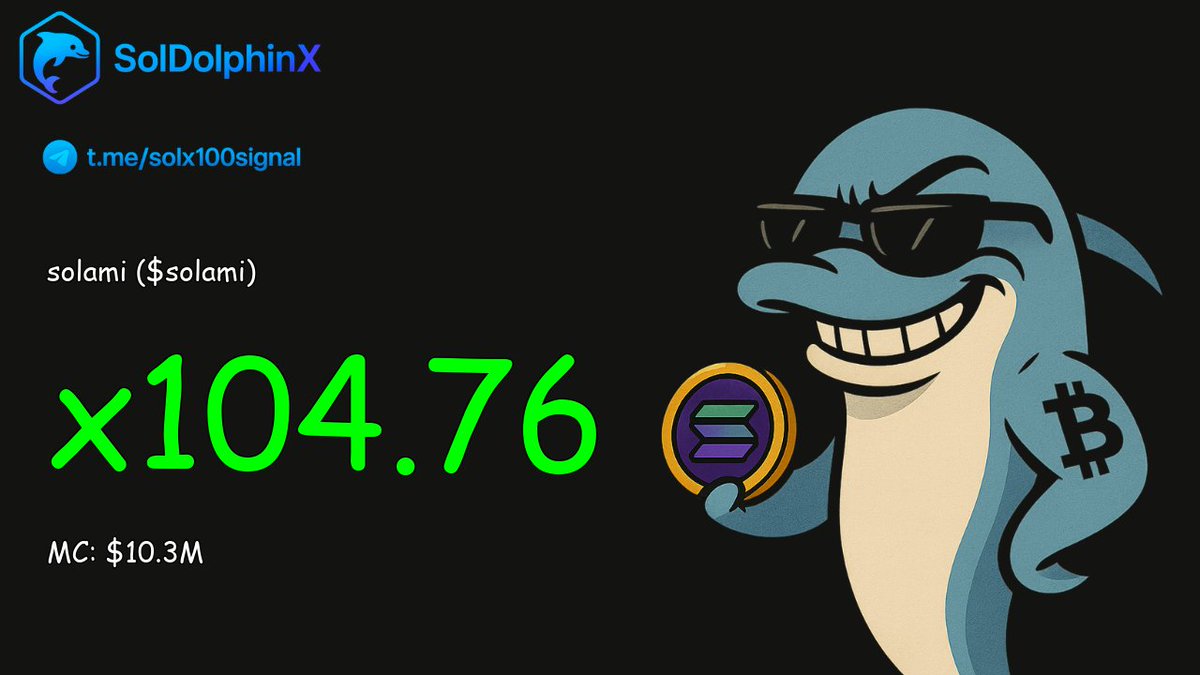 sol_dolphinX_AI's tweet photo. 🔥🔥 SUPER PUMP: $solami x104.76!

CA: 💊 5c74v6Px9RKwdGWCfqLGfEk7UZfE3Y4qJbuYrLbVG63V

💰 MC: $98k → $10.3M
📈 This is next-level degen.
Tele Group : https://t.co/wLy4tzVVBq   
Buy Now : https://t.co/1k0VNJGvIK https://t.co/4YuVdhHCGe