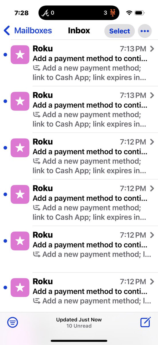 LSUfaninMS's tweet photo. Hey @Roku I get it….do I really need 10 emails in 30 seconds? https://t.co/z09ywVunmE