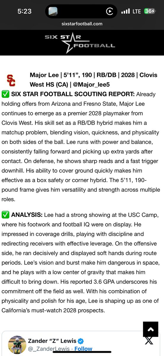 Thank you <a href="/sixstarfootball/">Six Star Football | PLUS+</a> for the scouting report, had a great time at USC.