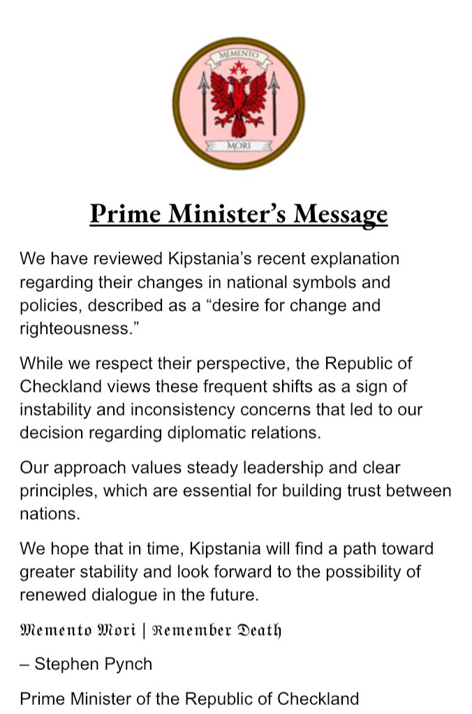 ChecklandGov's tweet photo. Prime Minister’s Message. https://t.co/85OD1RtrT2