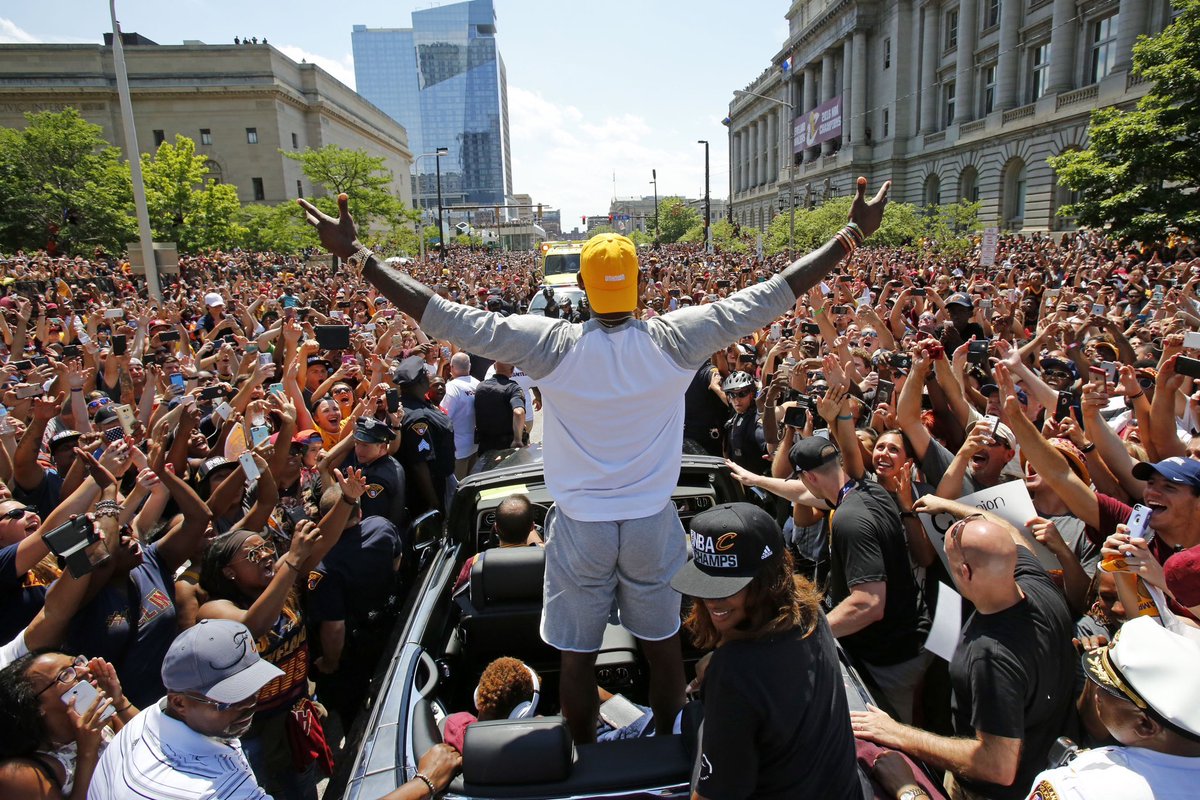 NBAMemes's tweet photo. The Cavs 2016 championship parade will always be special ❤️ https://t.co/mN7ol3Wroh