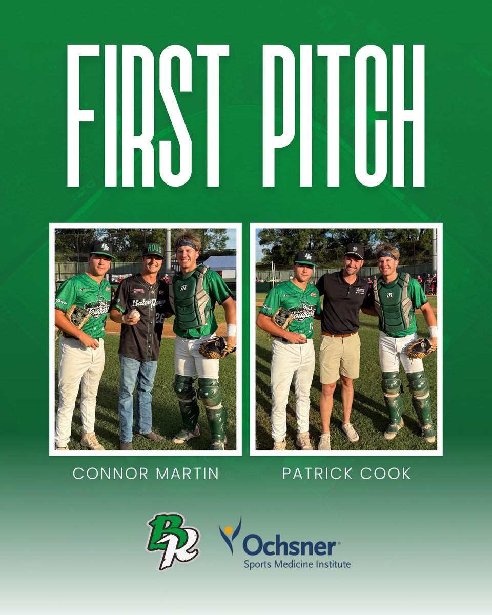 Baton Rouge Rougarou (@brrougarou) on Twitter photo Great having Connor Martin & Patrick Cook at Goldsby to kick things off with the first pitch on this fine Tuesday night.
Appreciate y’all stopping by the SWAMP.
#BatonRougeRougarou #FirstPitch #TCL #SummerBaseball #CollegeBaseball Great having Connor Martin & Patrick Cook at Goldsby to kick things off with the first pitch on this fine Tuesday night.
Appreciate y’all stopping by the SWAMP.
#BatonRougeRougarou #FirstPitch #TCL #SummerBaseball #CollegeBaseball