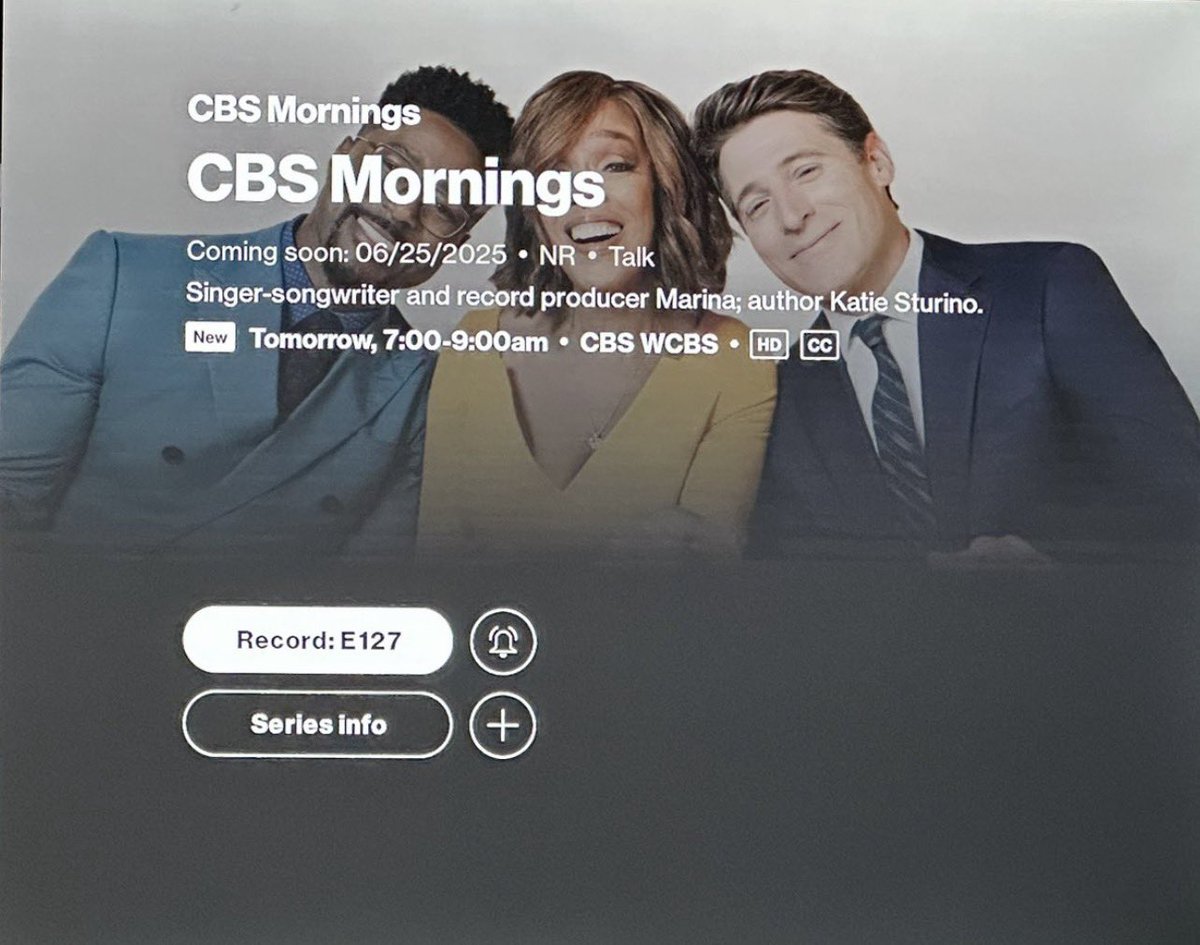 JUST IN | MARINA's TV appearance at <a href="/CBSMornings/">CBS Mornings</a> is scheduled to air tomorrow at 7-9am US eastern time! 

via <a href="/ANClENTDREAM/">aj</a>