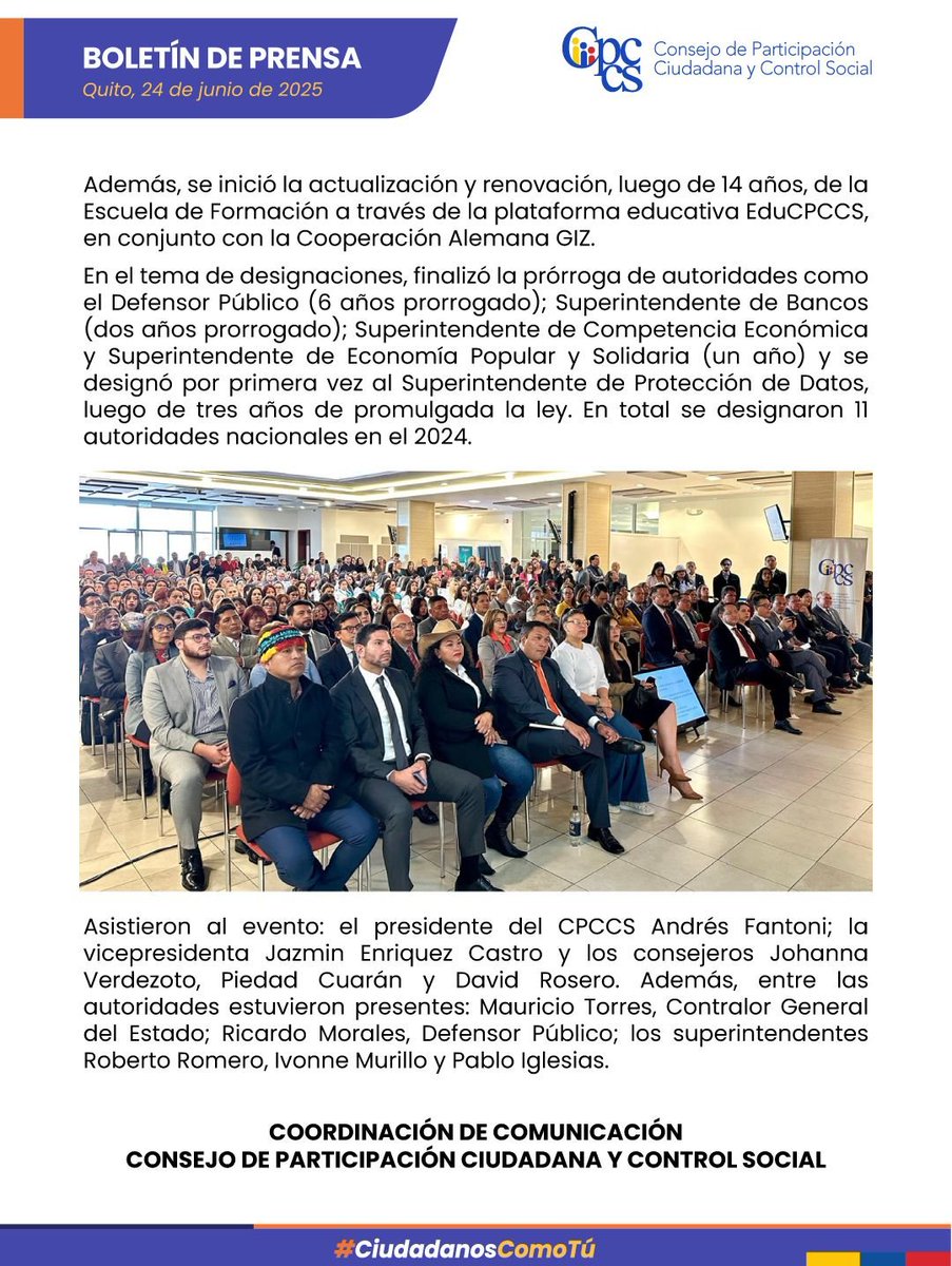 Participa Ecuador (@cpccsec) on Twitter photo 📣Con participación ciudadana y compromisos renovados, concluye la deliberación pública del informe de rendición de cuentas del CPCCS.
#CpccsRendimosCuentas
<a href="/JazminEnriquezC/">Jazmin Enriquez Castro</a> <a href="/VerdezotoJoha/">Johanna Verdezoto</a>
Entérate de los detalles⬇️ 📣Con participación ciudadana y compromisos renovados, concluye la deliberación pública del informe de rendición de cuentas del CPCCS.
#CpccsRendimosCuentas
<a href="/JazminEnriquezC/">Jazmin Enriquez Castro</a> <a href="/VerdezotoJoha/">Johanna Verdezoto</a>
Entérate de los detalles⬇️