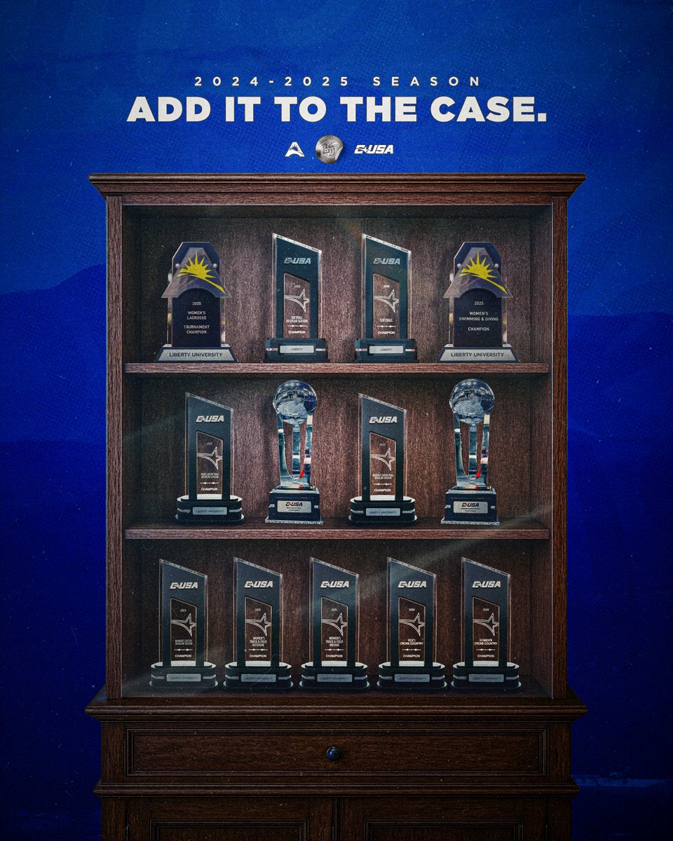 LibertyFlames's tweet image. Make room for 13 more! 🏆
Liberty Athletics closes the 2024-25 year with 13 championship titles.