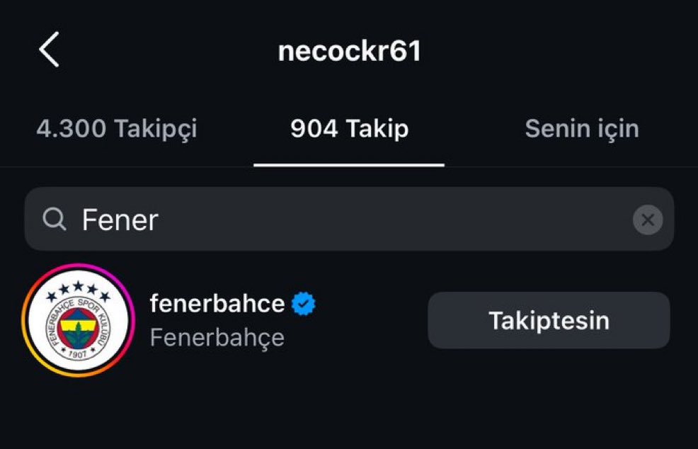 Necdet Çakır, Ugurcan Cakirs älterer Bruder und ehemaliger Vertreter, folgt Fenerbahçe auf Instagram.
