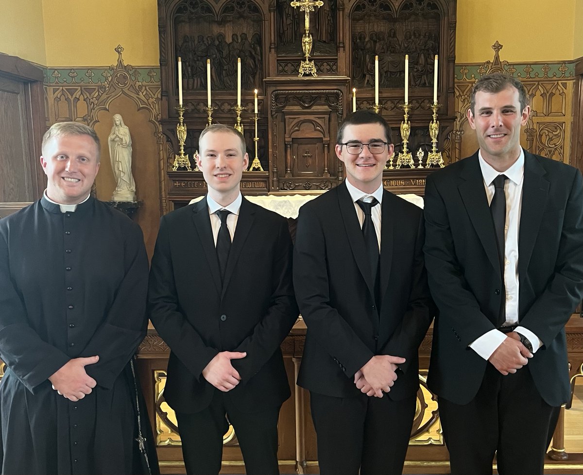 CanonsRegular's tweet photo. On this feast of St. John the Baptist, and birthday of our patron, St. John Cantius. we welcomed three new postulants into our community: Bobby Olson, Ryan Ruddy, and Donovan Utz. 

As St. John the Baptist said, "I must decrease, that He may increase." May their lives become a joyful offering to Christ and His Church.