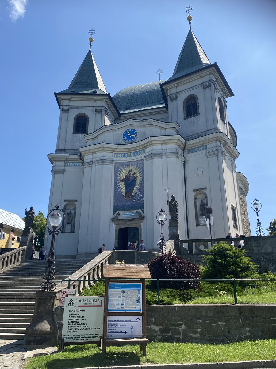 Up a mountain or two in beautiful eastern Moravia (Wallachia): at ‘three crosses’ monument on the Czech-Slovak border, marking the bravery of a WW2 resistance fighter; and then a delightful hill climb up to Svatý Hostýn, a Czech pilgrimage destination