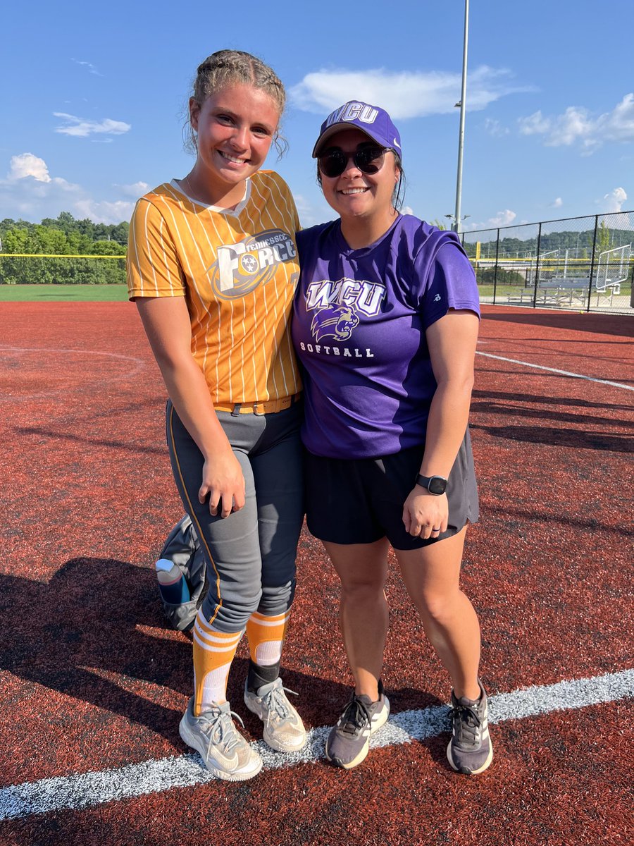 TNForce09's tweet photo. @AddisonfParrott and @LaurenFuss2027 took a drive up 75 after Scenic City to visit @ETSUSoftball and @SOFTBALLWCU in Johnson City.
Thanks coaches @CoachmilliSB
@BillWag85041744 and the rest of the staff for working with them, they had a great time!
#happycampers https://t.co/OJmj5Ra5I4