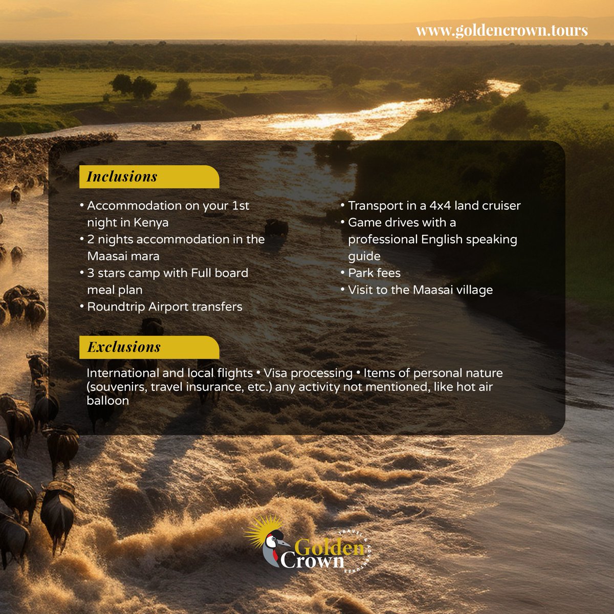 masterbrianke's tweet photo. @FaildVideo WELCOME TO THE GREAT MIGRATION IN KENYA
 5 days 4 nights adventure in the Maasai Mara and Nakuru national park 

3 days 2 nights in the Maasai Mara.
𝐓𝐨 𝐄𝐧𝐪𝐮𝐢𝐫𝐞 𝐨𝐫 𝐁𝐨𝐨𝐤
✉️ info@goldencrown.tours
📱𝐂𝐚𝐥𝐥 / 𝐖𝐡𝐚𝐭𝐬𝐚𝐩𝐩 0795 544225 https://t.co/4hpBO4jP4o