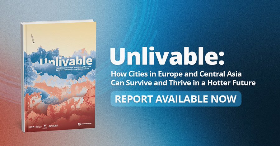 Cities in Europe &amp; Central Asia can take steps to address urban heat:

🌳Plant trees and develop parks and gardens
❤️‍🩹Protect lives during extreme heat events
🏗️Adapt infrastructure for a hotter future
🥵Embed heat resilience across governments

Learn more: wrld.bg/grz550Wfrqb