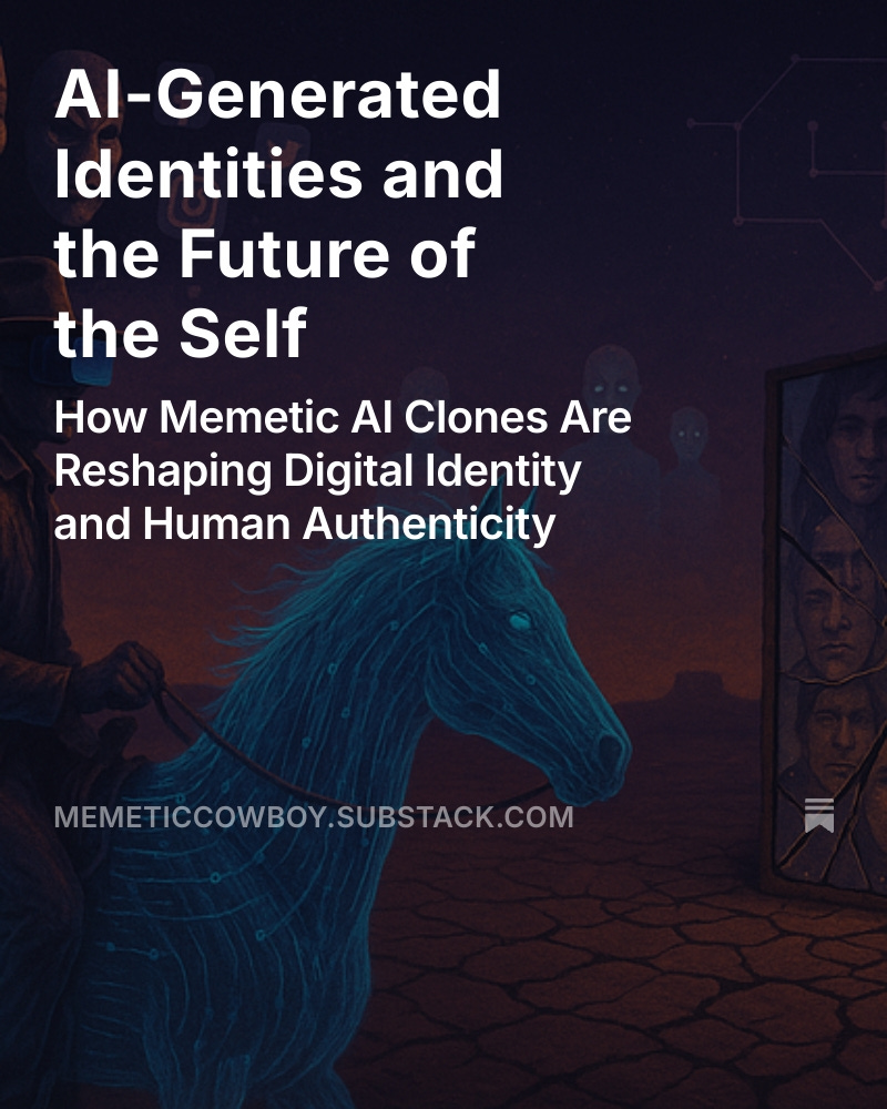 MemeticEcology's tweet photo. When AI agents become branded echoes of our online selves—optimized, relentless, and sometimes more “us” than we are—what happens to identity?
https://t.co/QwPF6DM5hP
The self isn't vanishing. It's being templated.
#AI #MEMETICS #MarketingTech #IFPrime #Authenticity https://t.co/OLpfeKEwp5
